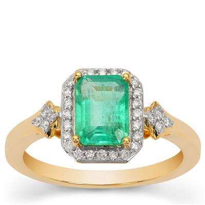 Ethiopian Emerald Ring with Diamonds in 18K Gold 1.62cts