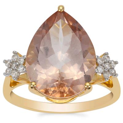 Teófilo Blush Pink Topaz & White Zircon 9K Gold Ring ATGW 10cts
