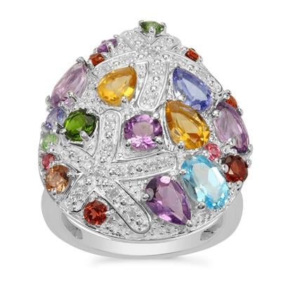Tanzanite Ring with Multi-Gemstone in Sterling Silver 4.30cts