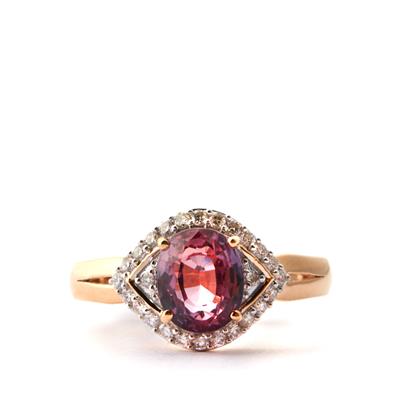 Pink Sapphire Ring with Diamond in 18K Gold 2.80cts