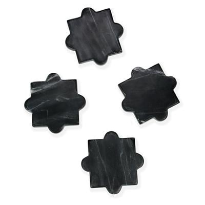 Black Marble Coasters, Set of 4