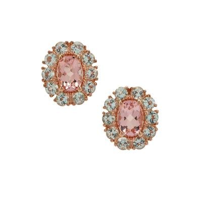 Aquaiba™ Beryl Earrings with Cherry Blossom™ Morganite in 9K Rose Gold 2.50cts
