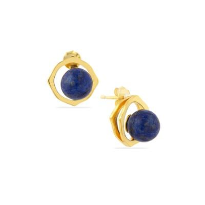 Sar-i-Sang Lapis Lazuli Earrings in Gold Tone Sterling Silver 7cts