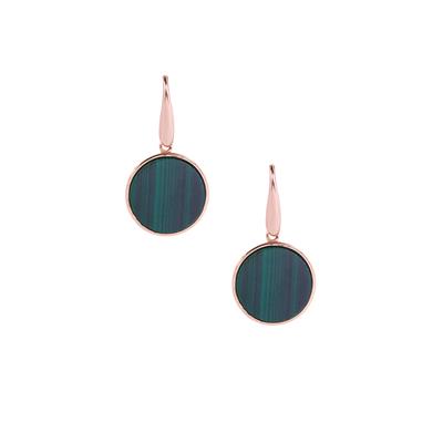 Malachite Earrings in Rose Gold Tone Sterling Silver 6cts