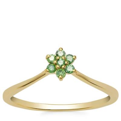Seafoam Green Diamonds Ring in 9K Gold 0.15cts