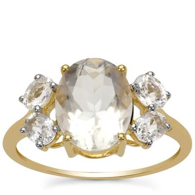 Hyalite Ring with Ceylon White Sapphire in 9K Gold 3cts
