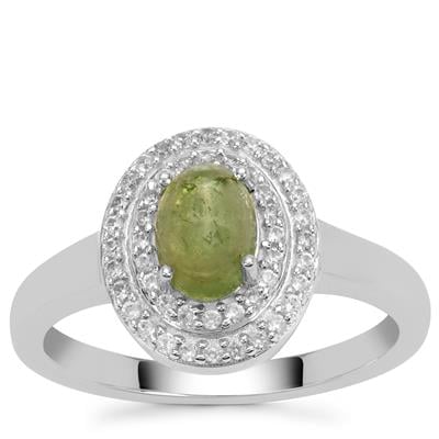 Idar Elbaite Tourmaline Ring with White Zircon in Sterling Silver 1.25cts