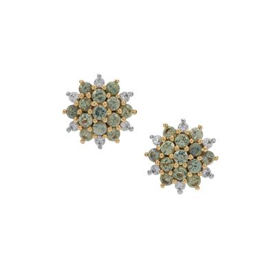 Montana Sapphire Earrings with White Zircon in 9K Gold 1.60cts