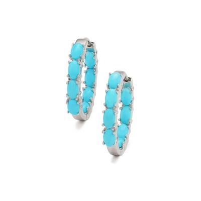 Sleeping Beauty Turquoise Earrings in Rhodium Flash Sterling Silver 3.45cts