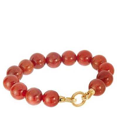 Type A Burmese Red Jadeite Bracelet With White Topaz in Gold Tone Sterling Silver 230.24cts