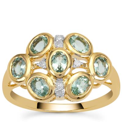 Aquaiba™ Beryl Ring with Diamond in 9K Gold 1.05cts