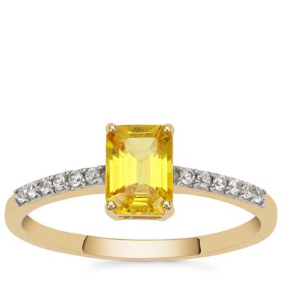 Yellow Sapphire Ring with White Zircon in 9K Gold 1.25cts