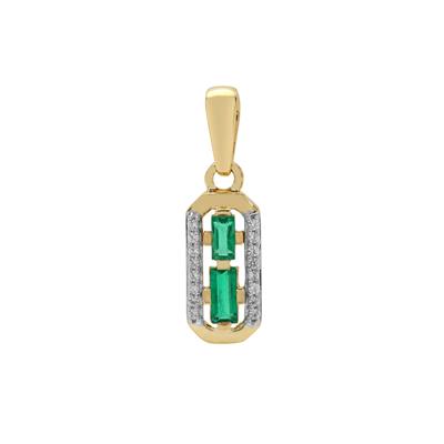 Panjshir Emerald Pendant with White Zircon in 9K Gold 0.50ct