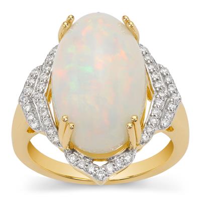 Ethiopian Opal Ring with Diamonds in 18K Gold 8.63cts