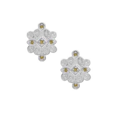 Yellow Diamond Earrings in Sterling Silver 0.08ct