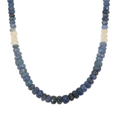 Natural Burmese Blue Sapphire Necklace in Sterling Silver 62cts