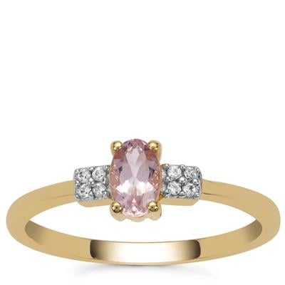Imperial Pink Topaz Ring with White Zircon in 9K Gold 0.45ct