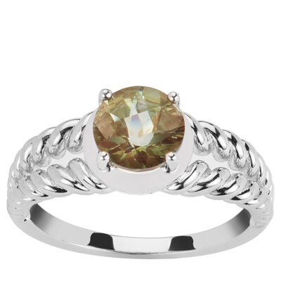 Green Andesine Ring in Sterling Silver 1.22cts