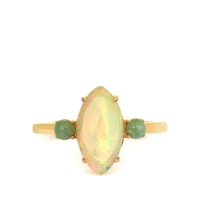 Ethiopian Opal Ring with Burmese Jadeite in 9K Gold 2.01cts