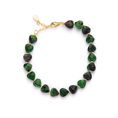Ruby-Zoisite Bracelet in Gold Tone Sterling Silver 45cts 