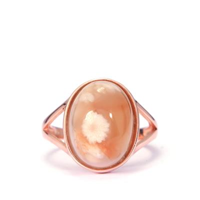 Sakura Agate Ring in Rose Tone Sterling Silver 14cts