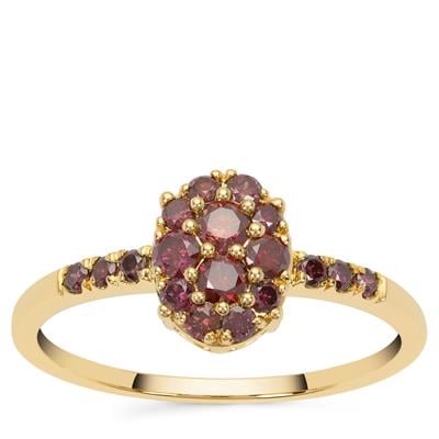 Purple Diamonds Ring in 9K Gold 0.53cts