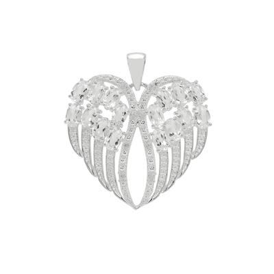 Goshenite Pendant with White Zircon in Sterling Silver 3.50cts