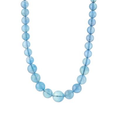 Blue Fluorite Graduated Necklace in Gold Tone Sterling Silver 240.85cts