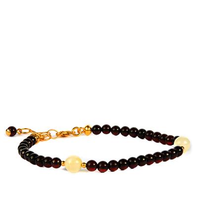 Baltic Cherry & Butterscotch Amber Bracelet in Gold Tone Sterling Silver