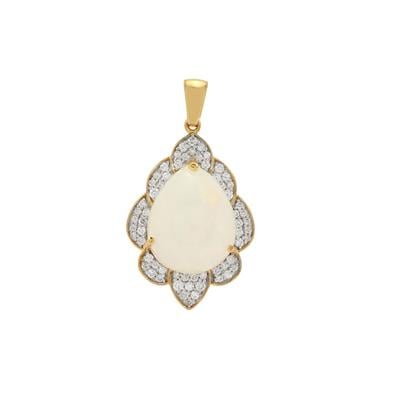 Ethiopian Opal Pendant with Diamonds in 18K Gold 7.14cts