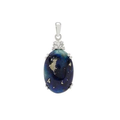 Afghanite Pendant with White Zircon in Sterling Silver 18cts