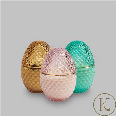 The Orange Garden by Kimbie Home Candle 130gm With 15ct Gemstone Egg - Available in Pink, Blue or Amber 