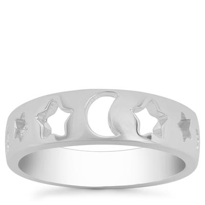 Moon and Stars Sterling Silver Ring 