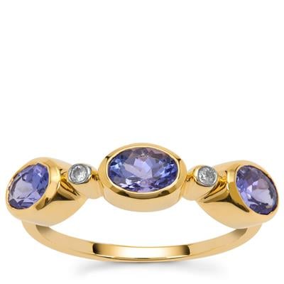AA+ Tanzanite Ring with White Zircon in 9K Gold 1.55cts