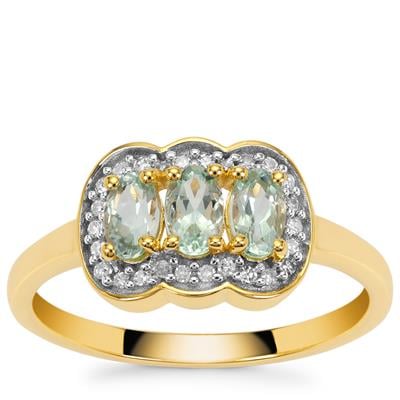 Aquaiba™ Beryl Ring with Diamond in 9K Gold 0.70ct
