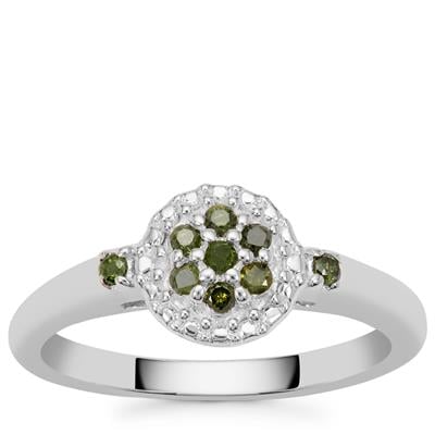 Green Diamond Ring in Sterling Silver 0.15ct