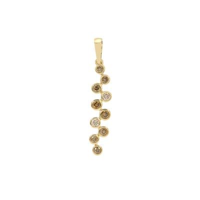 Golden Ivory, Champagne Diamond Pendant in 9K Gold 0.33ct