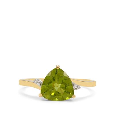 Changbai Peridot Ring with White Zircon in 9K Gold 2cts