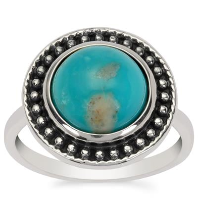 Armenian Turquoise Oxidized Ring in Sterling Silver 3.70cts