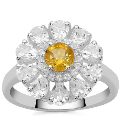 Diamantina Citrine Ring with White Topaz in Sterling Silver 2.50cts