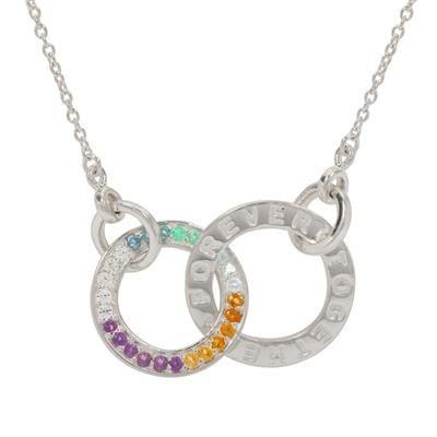 Amethyst Necklace with Multi Gemstones in Sterling Silver 0.40cts