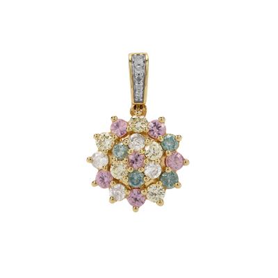 Multi Diamonds with Pink Sapphire Pendant in 9K Gold 0.75cts