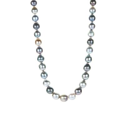 Tahitian Cultured Pearl Necklace in Sterling Silver (11x8mm)