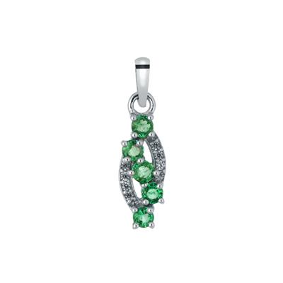 Ethiopian Emerald Pendant with White Zircon in Sterling Silver 0.67cts