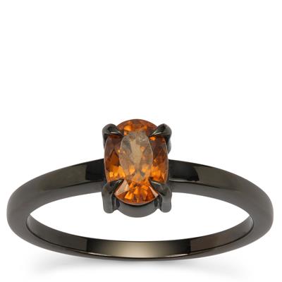 Cognac Zircon Ring in Ruthenium Plated Sterling Silver 1.30cts