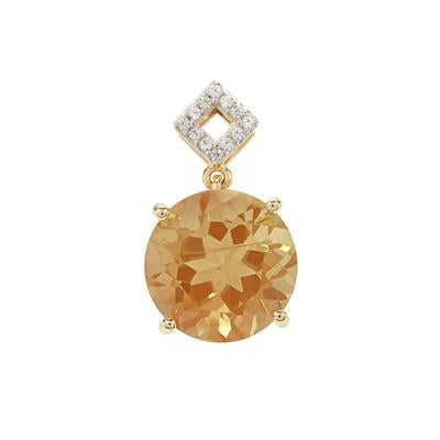 Guyang Sunstone Pendant with White Zircon in 9K Gold 6.30cts