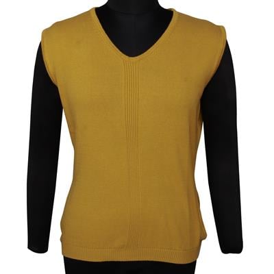 Destello Knitted V Neck Sweater Top 100% Cotton (Choice of 3 Sizes) (Yellow)