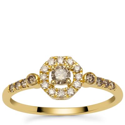 Cape Champagne Diamond Ring in 9K Gold 0.37ct