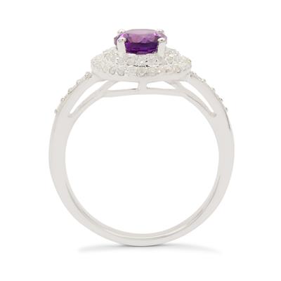 Tanzanian Amethyst Oval Ring With White Zircon Double Halo ATGW 2cts ...