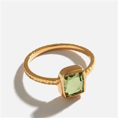 Green Amethyst Ring in Gold Plated Sterling Silver 1.35cts